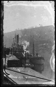 Lugger Vera & steamboat at East Looe Quay, c Lugger Vera & steamboat at East Looe Quay, c