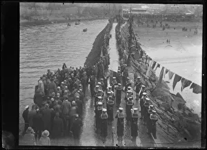 Naval band playing as Prince George arrives at Banjo Pier, East Looe Naval band playing as Prince George arrives at Banjo Pier, East Looe