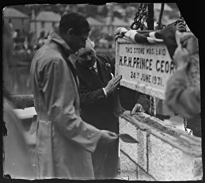 Prince George laying commerative stone, West Looe Quay