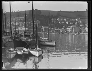 West Looe with luggers & boats moored at East Looe Quay West Looe with luggers & boats moored at East Looe Quay