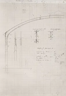 Isambard Kingdom Brunel Prints: Isambard Kingdom Brunel sketch: roof span at Windsor Station, with calculations. c1849-51