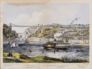 Colour Print of Clifton and Bristol Harbour with the Suspension Bridge