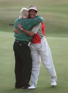 Golf Prints: John Daly and Caddy at British Open St. Andrews Print, 25 July 1995