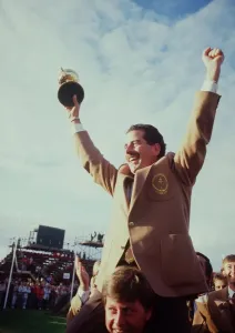 Sam Torrance Lifts The Trophy Print, 1985 Ryder Cup
