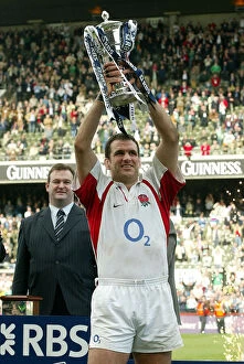 Martin Johnson Lifts The 6 Nations Championship Trophy
