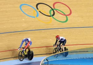 Prints of Gregory Bauge and Jason Kenny France and Great Britain London 2012 Olympic Games, Cycling, Mens Sprint Stratford, London, England 06 August 2012 Date: 06 August 2012 Sport Prints: Gregory Bauge and Jason Kenny Sprint Cycling Print