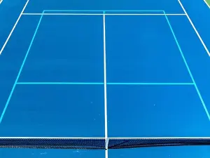 Aerial Drone Photo of New Blue Tennis Court Print