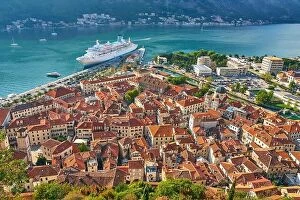 Montenegro Collection: Aerial view of Kotor Old Town, Bay of Kotor, Montenegro