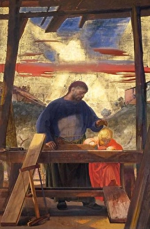 Altarpiece of saint Joseph the Worker, by Pietro Annigoni in the Basilica di San Lorenzo in Florence, Italy
