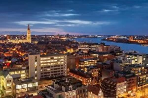 Belgium Collection: Antwerp, Belgium cityscape from above at twilight