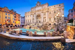 Rome Print - Trevi Fountain Twilight Cityscape