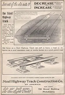 Antique Halftone Print: Steel Highway Track Construction (1904)
