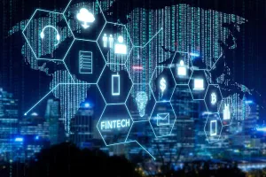 Framed Print : Fintech Icon Matrix Code Print