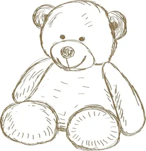 Hand Drawn Teddy Bear Doodle Print