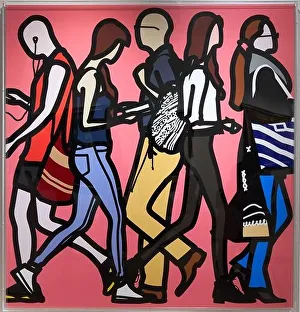 Julian Opie, (1958-), Walking in Southwark 2, 2014, Thyssen Bornemisza Museum, Madrid, Spain, Europe