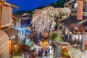 Images Dated 1st April 2014: Kyoto, Japan alleyway scene in the Higashiyama district at night during the spring season