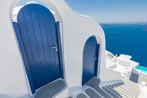 Santorini White Houses Print