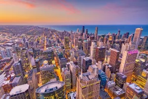 Chicago Downtown Skyline Print at Dusk