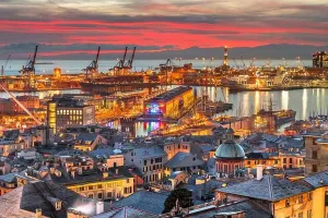 Genova Italy Downtown Skyline Print
