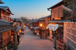 Kyoto Old Town Streets Twilight Print