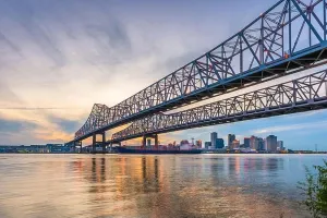 New Orleans Print at Crescent City Connection Bridge Dusk