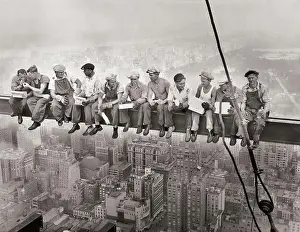 Framed Print of Lunch Atop A Skyscraper Print, 29 Sep 1932. Framed