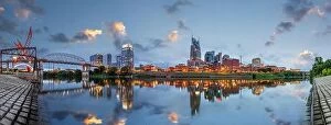 Davidson Collection: Nashville, Tenessee, USA downtown city skyline on the Cumberland River at twilight