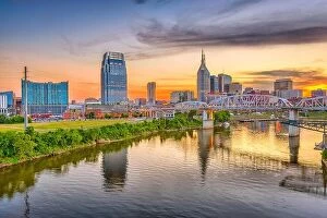 Images Dated 14th June 2013: Nashville, Tennessee, USA downtown city skyline on the Cumberland River