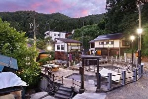 Villages Collection: Nozawa Onsen, Japan at dawn with Ogama baths