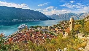 Montenegro Collection: Panoramic view of Kotor Bay, Montenegro