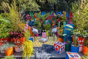 Prints of Pop Street Garden in Container Gardens at RHS Chelsea Flower Show, held in the grounds of the Royal Hospital Chelsea, London SW3 in September 2021 Pop Art Prints: Pop Street Garden in Container Gardens Print