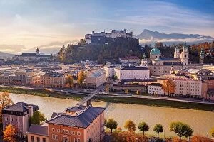 Baroque Style Collection: Salzburg, Austria. Aerial cityscape image of Salzburg, Austria at beautiful autumn sunrise