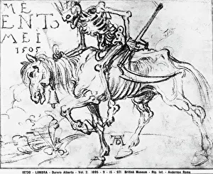 Albrecht Durer Prints: Allegory of Death, drawing by Albrecht Durer, in the British Museum in London