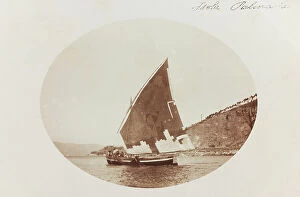 La Spezia Collection: A boat sailing in front of the island Palmaria, postcard