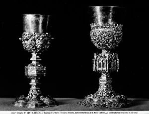 Images Dated 4th January 2013: Chalice from the Church of San Mois (on the right) and composite chalice made in different stages