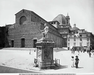 Images Dated 14th February 2008: The Church of San Lorenzo and the statue of Giovanni delle Bande Nere, Florence