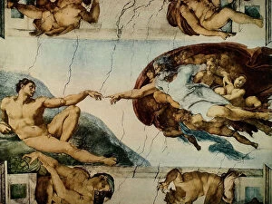 Images Dated 24th February 2011: The Creation of Adam, fresco, Michelangelo Buonarroti (1475-1564), Sistine Chapel