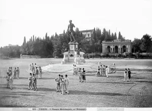 Prints of View with people of the Piazzale Michelangelo with the monument Michelangelo on the right, Poggi Florence Prints: View with people of the Piazzale Michelangelo with the monument Michelangelo on the right
