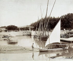 Suez Collection: Little boats in the port of Ismailia, Suez Canal