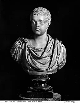 Marble bust of the young Emporer Publio Settimio Geta: Roman work of the Uffizi Gallery