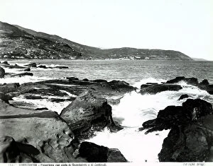 San Remo Collection: Marina with rocks, in the background the suburb of Coldirodi and the town of Ospedaletti, San Remo