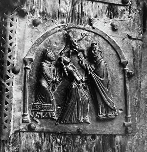 Images Dated 9th September 2014: Panel from the Bronze Doors of St. Zeno in Verona, with Stories of St. Zeno