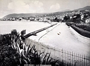 San Remo Collection: Panorama of San Remo and a stretch of the coast. In the foreground, the deserted promenade