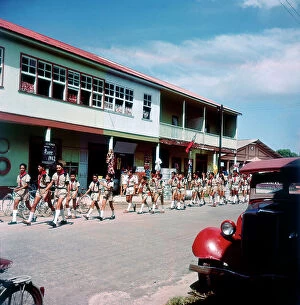 Images Dated 13th January 2012: Society Islands. Windward Islands. Tahiti. Boy Scout parade