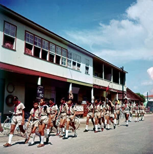 Images Dated 16th January 2012: Society Islands. Windward Islands. Tahiti. Boy Scout parade