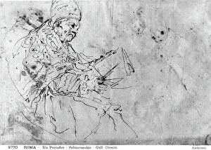 Study for the figure of a pope, drawing by Palma the Elder preserved in the Gabinetto Nazionale delle Stampe (National Print Cabinet), Rome