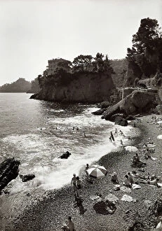Related Images Collection: Swimmers on a little beach on the Ligurian Coast