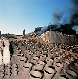 Images Dated 17th October 2011: Upper Egypt: ovens and storage vessels in a village along the banks of the Nile