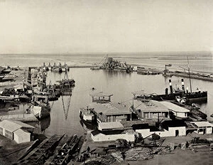 Suez Collection: View of the last stretch of the Suez Canal with Port Taufiq which overlooks the Red Sea