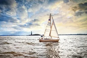 New York City Sailboat Print with Statue of Liberty